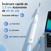 Periuta de dinti electrica, JTF Sonic, P100 (6 capete de periuta, cablu de incarcare, suport), Alb